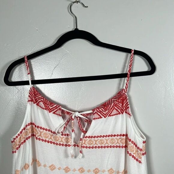 PPLA Adalia Tank Shirt Top White with Red and Peach Embroidery Lined Size Large - Picture 8 of 16
